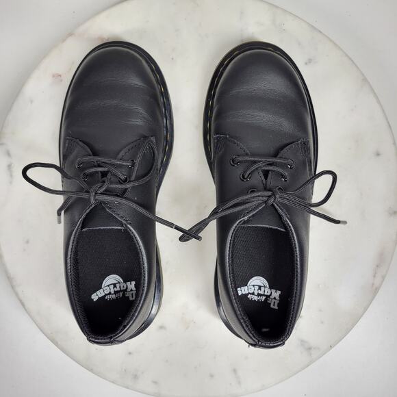 Dr Martens Derby Shoes Kids 2 Black Leather Lace Up‎ Chunky - Picture 2 of 15